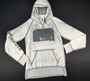 J.America‎ South Dakota Hoodie Small Gray Pullover Sweatshirt Distressed Graphic